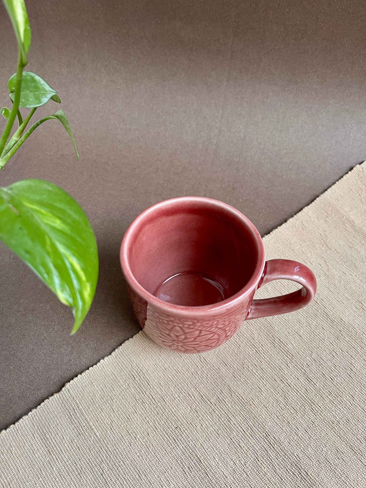 Crimson Blossom Mug - Elegant Handcrafted Ceramic Coffee Cup for Tea Lovers - Tasty Laddle