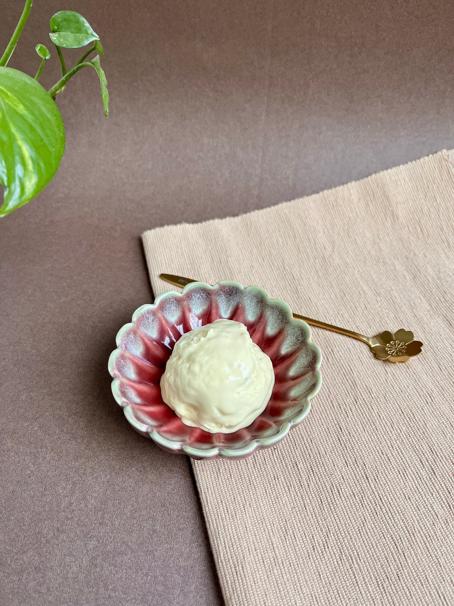 Crimson Petal Ceramic Dipping Bowl