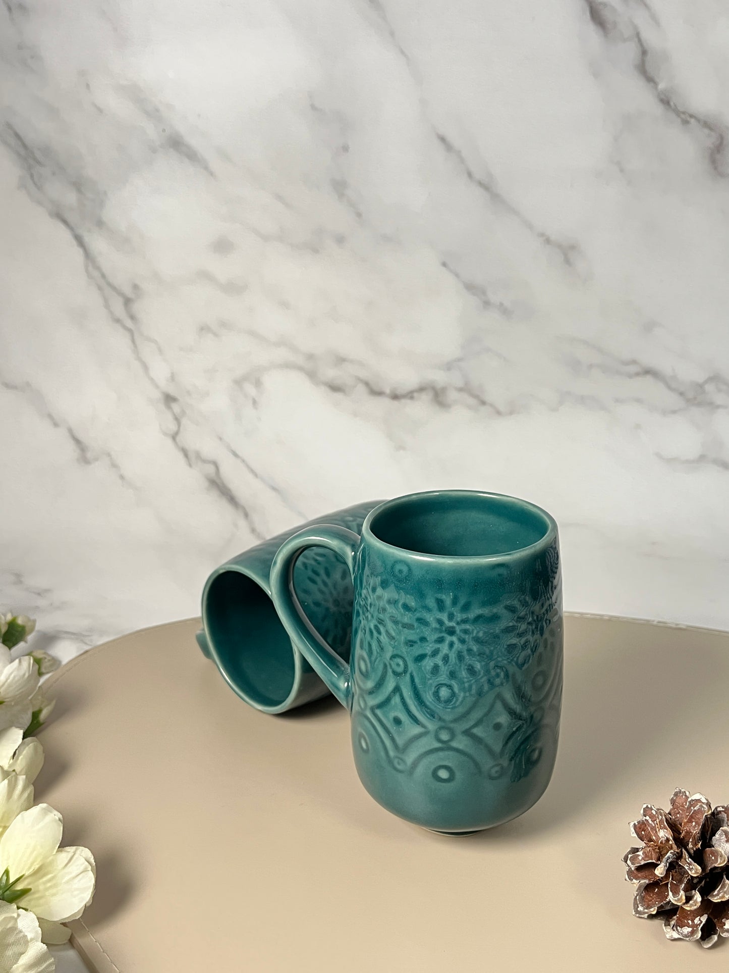 Emerald Emboss Ceramic Mug