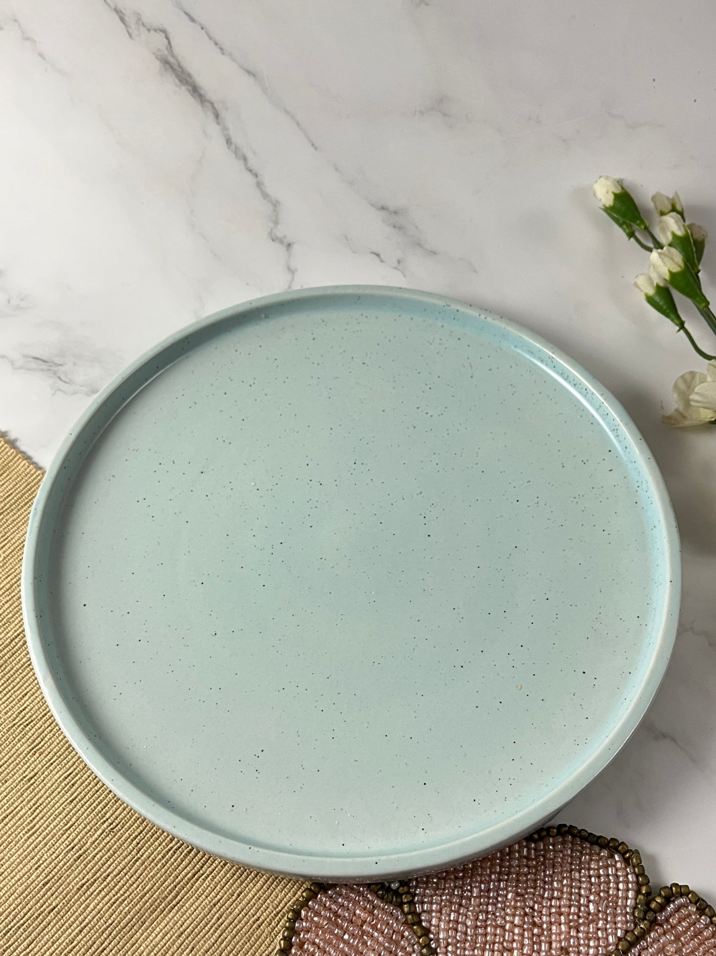 Azure Speckle Ceramic Serving Plate