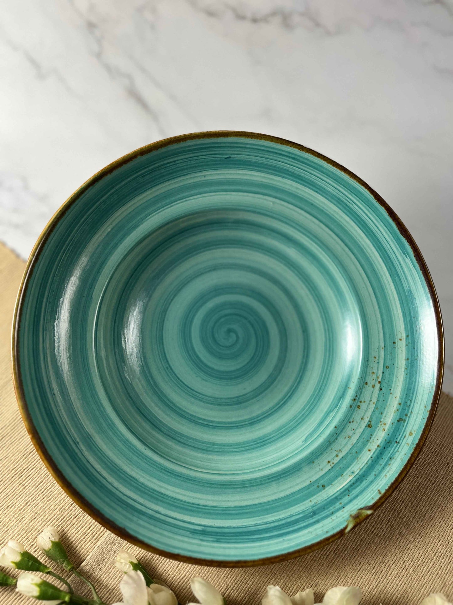 Aqua Swirl Plate – Elegant Dining Experience with Unique Design - Tasty Laddle