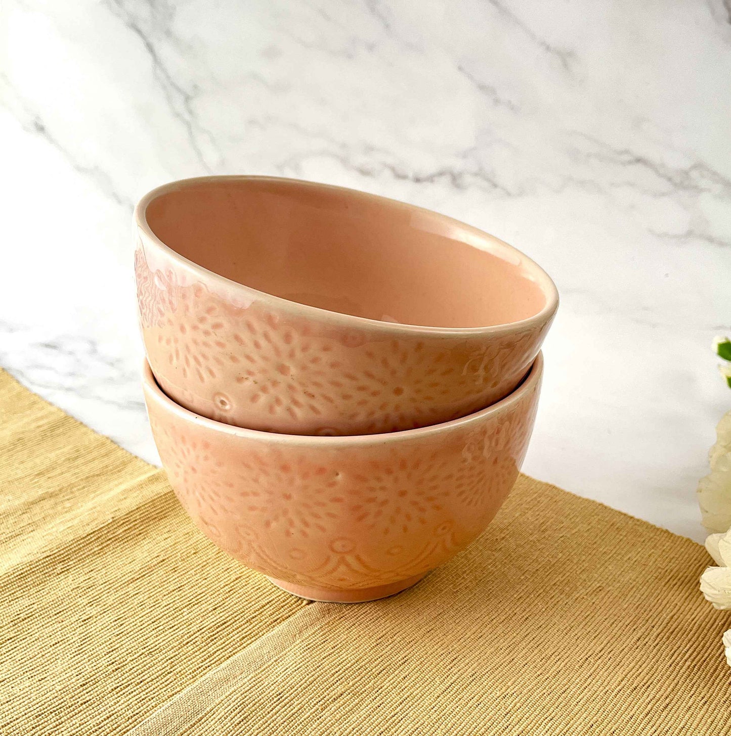 Blush Blossom Bowl - Elegant Ceramic Design for Every Table Setting - Tasty Laddle