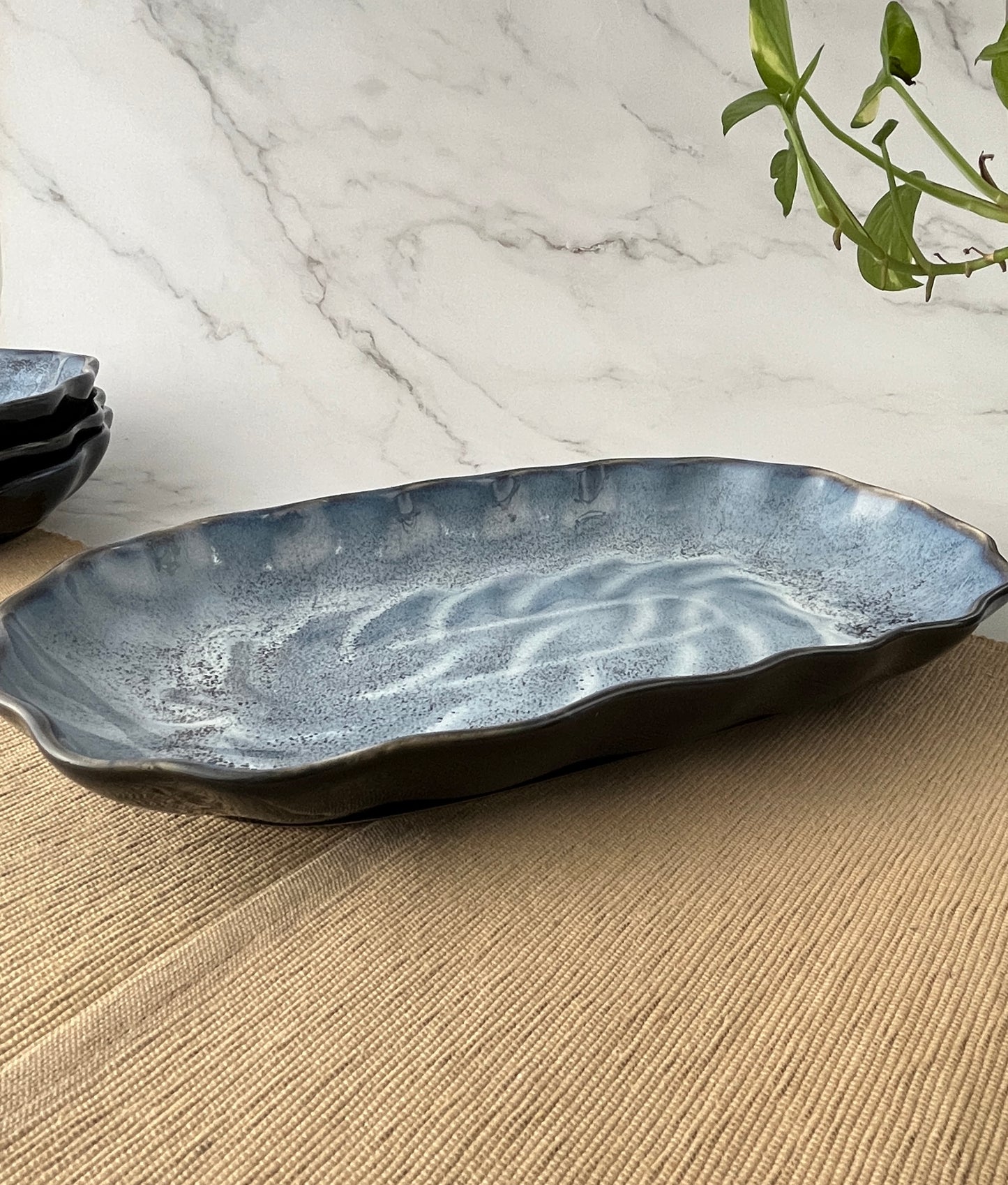 Indigo Whispers Blue Ceramic Serveware - Combo 2