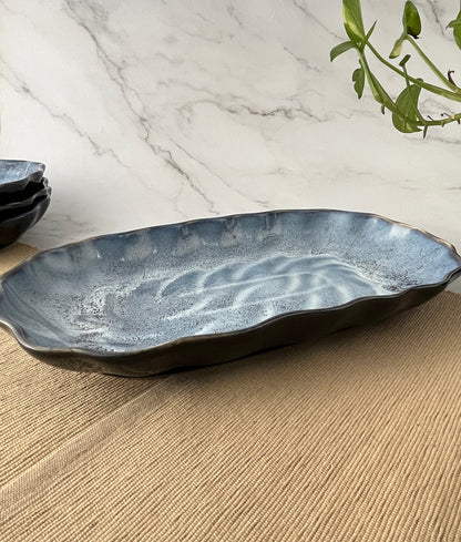 Indigo Whispers Blue Ceramic Serveware - Combo 2