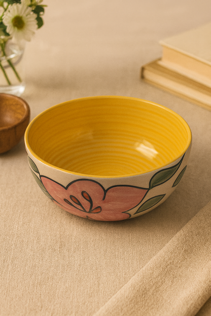Bloom Joy Hand-Painted Floral Serving Bowl