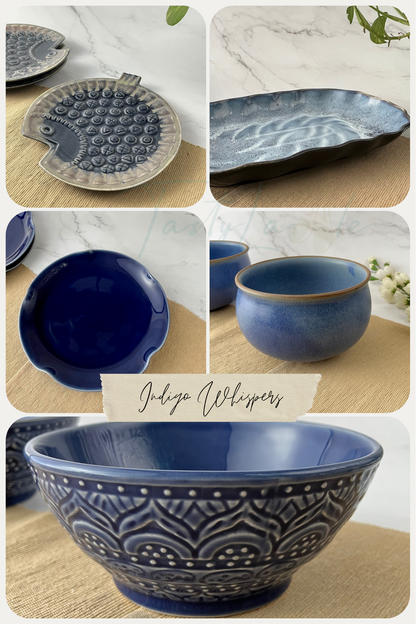 Indigo Whispers Blue Ceramic Serveware
