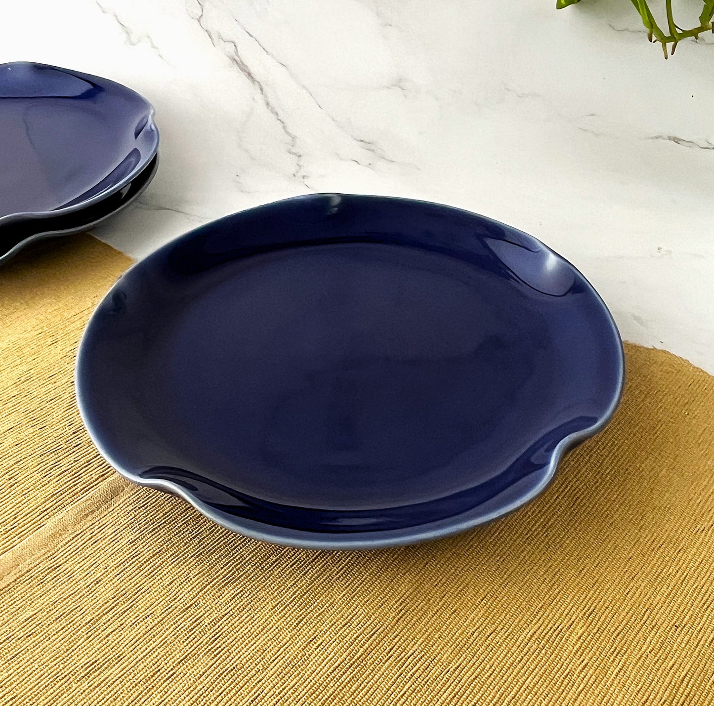 Cobalt Ripple Ceramic Plate